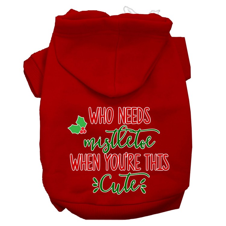 Who Needs Mistletoe Screen Print Dog Hoodie Red M